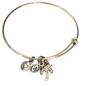 Brighton Silver Tone Palm Tree Charm Bracelet Bangle